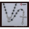 Rosary polygonal hematite beads necklace